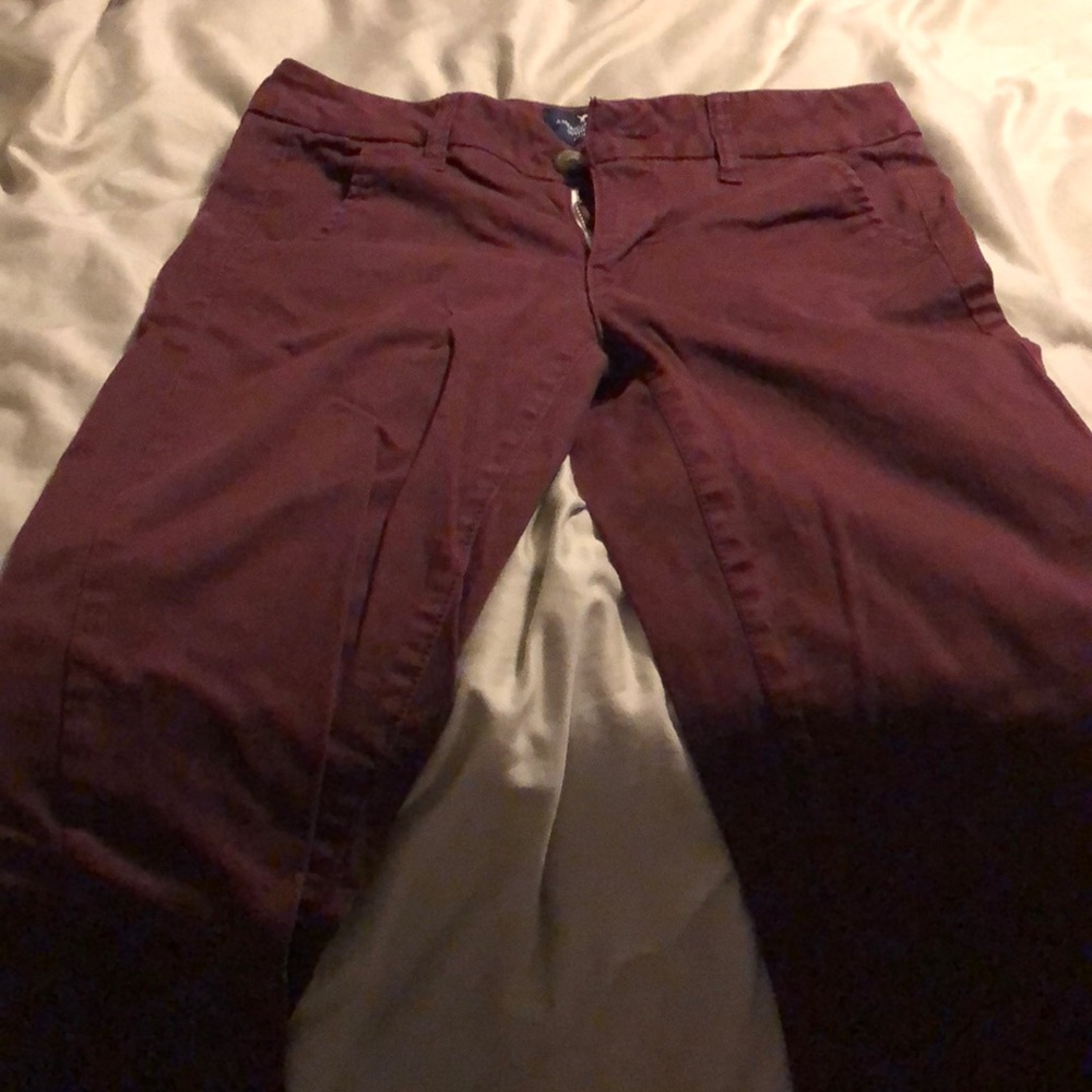 American eagle burgundy skinny pants